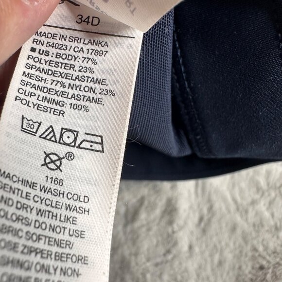 Old Navy Sports Bra Womens 34D Powersoft High Support Front Zip Navy Wireless - Picture 4 of 6